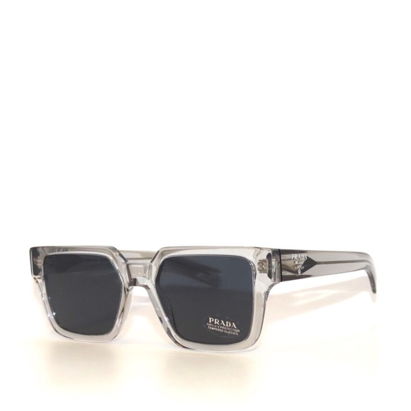 Prada 03ZS U430A9 Transparent Gray Blue Sunglasses PR03ZS